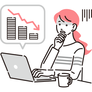 寄付額が伸び悩んでいる女性イラスト